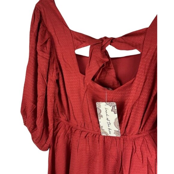 Band of the Free NWT Josette Dress Aurora Red Textured Mini Dress Sz Medium Puff - Picture 16 of 16